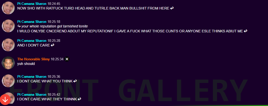 Screenshot: the BounxUp network account responds to the questions with insults and 'I don't care', not a denial