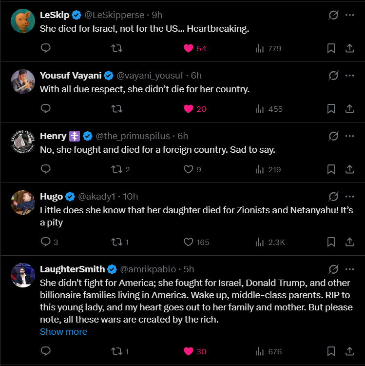Replies on X to the news of Angel Rampersad's death — not one kind comment